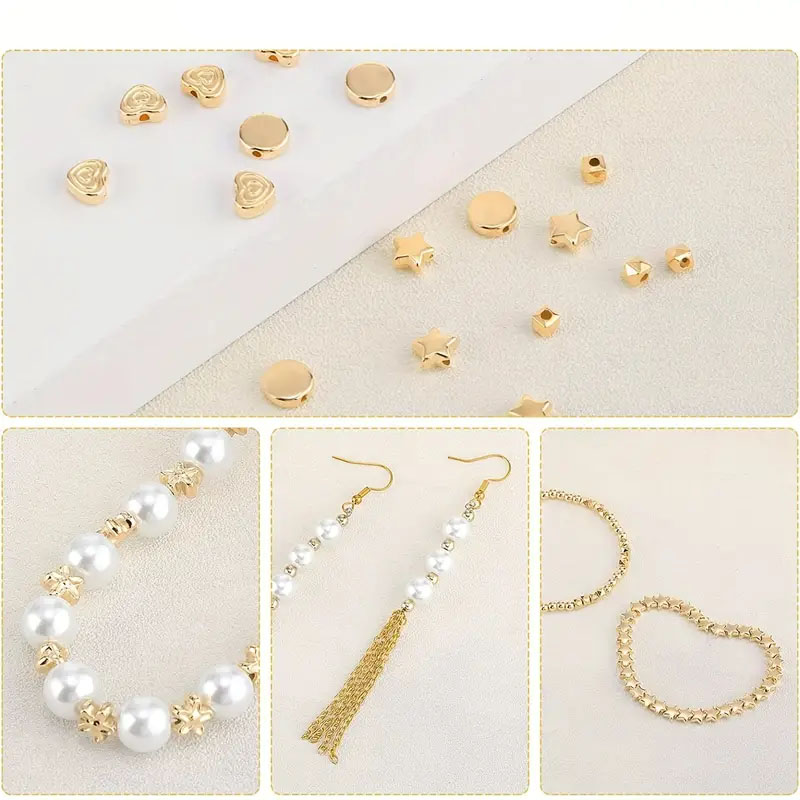 (1200-tlg. Set) 5mm Metallic Perlen DIY Bastel Schmuck Zwischenperle für Armband / Kette - Gold