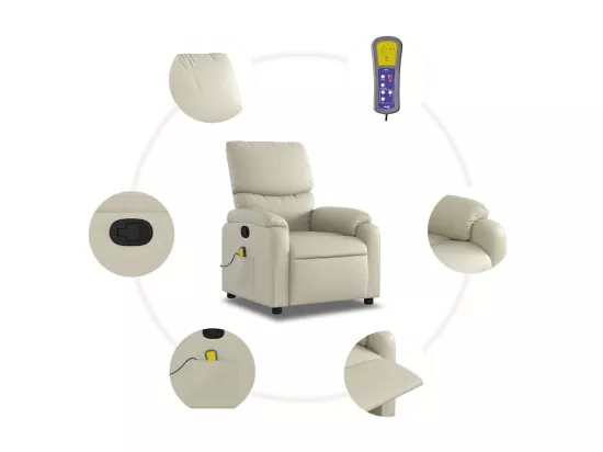 Fauteuil inclinable de massage Crème Similicuir