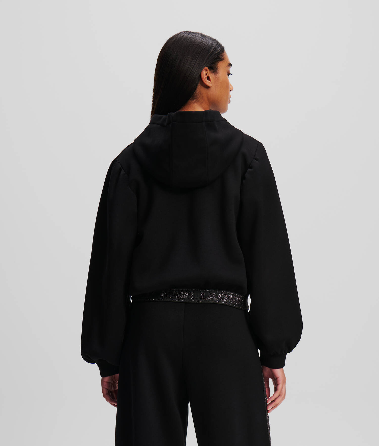 SWEAT À CAPUCHE ZIPPÉ AVEC GALON À LOGO BRILLANT KARL