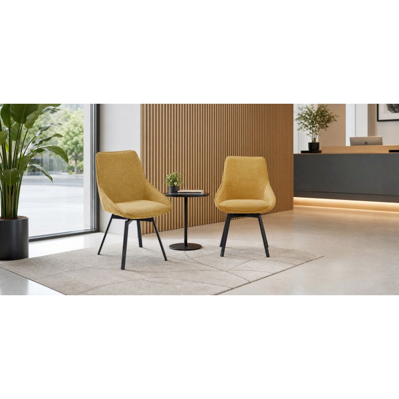 Chaise pivotante Jenna jaune moutarde et pieds en acier noir