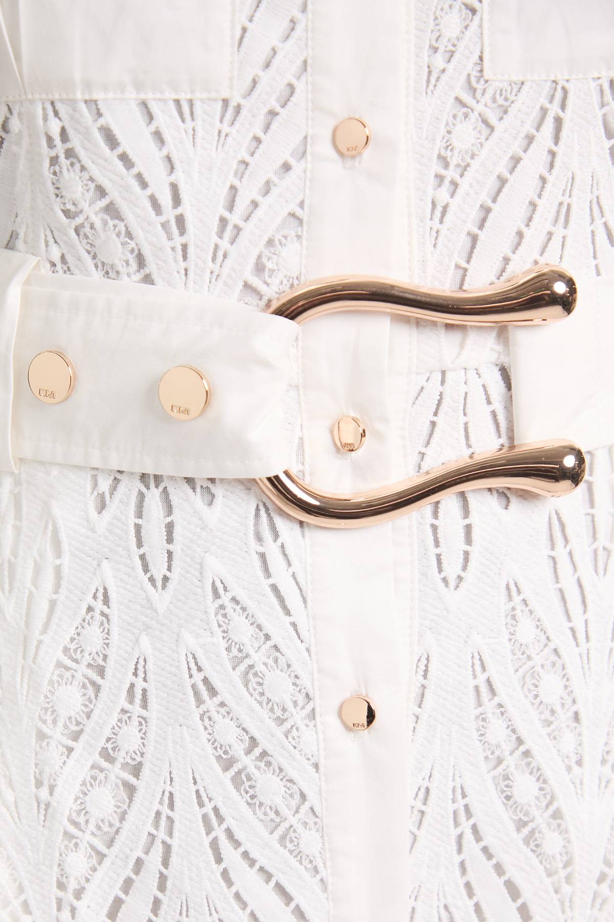 KarenMillen Robe Chemise Midi En Coton Tissé Avec Broderie Ajourée