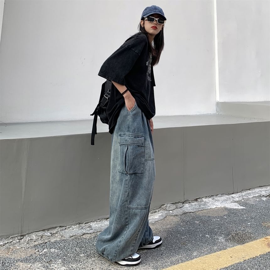 Maisee - Harem Denim Cargobroek