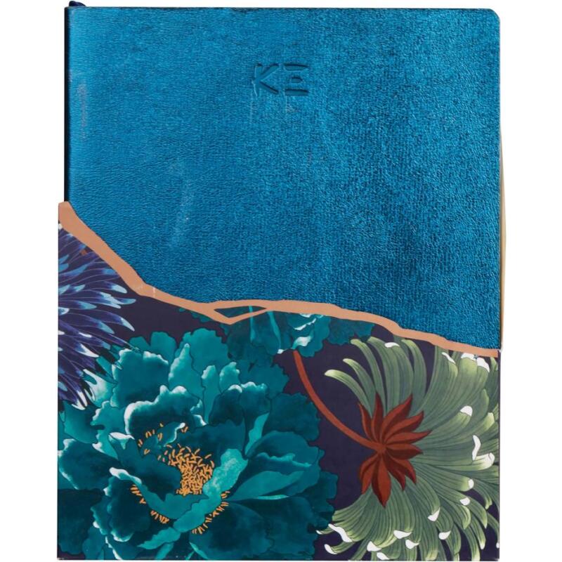 K3 blue, Carnet cuir 19x24 cm, 144 pages, ligné. - Bleu