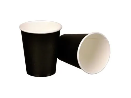 Kaffebæger Pap Ø80xH90mm 25cl 8oz Single Wall Sort,20 ps x 50 stk/krt