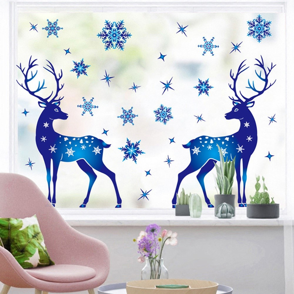(30x20cm) Fenster Aufkleber Fenstersticker Folie Weihnachtsdekoration - Rentiere