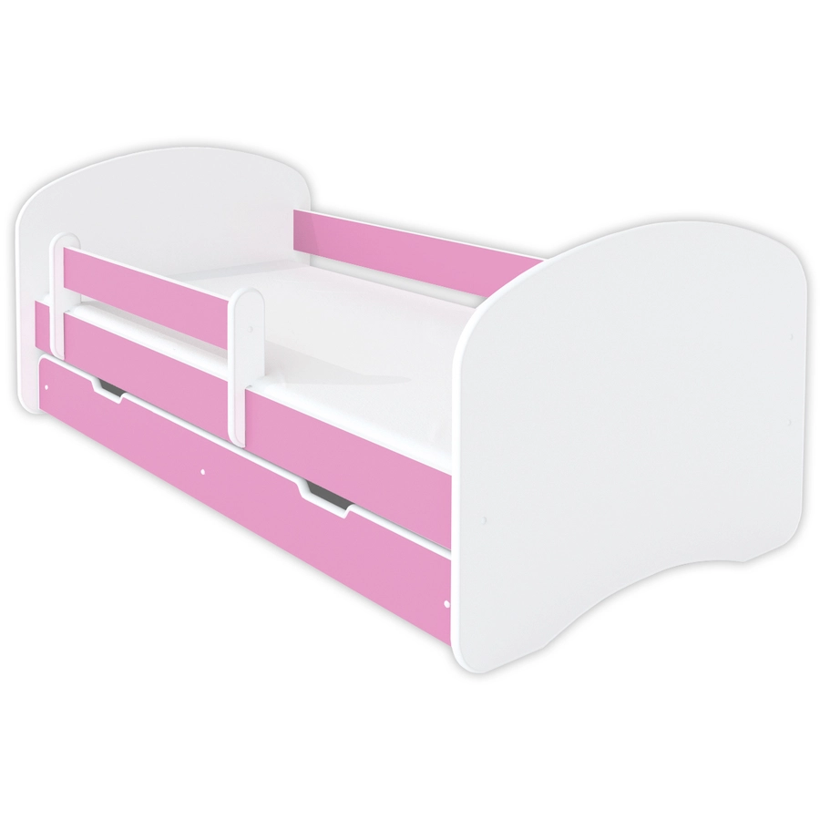 Kids Collective Kinderbett 80x160 | 80x180 mit Matratze, Rausfallschutz, Lattenrost pink mit Schublade