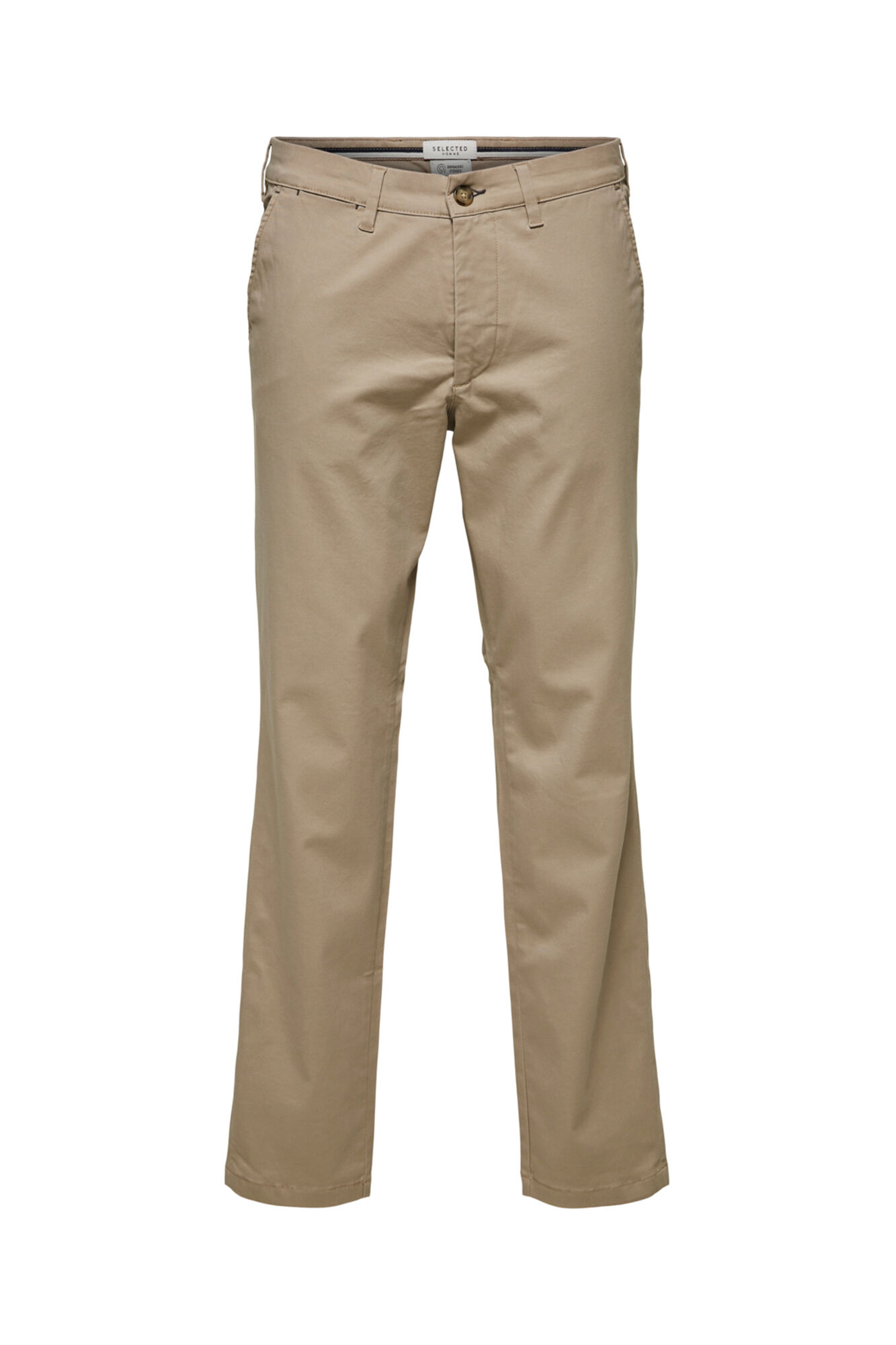 Calça chino Slim Fit de corte amplo - Marrom