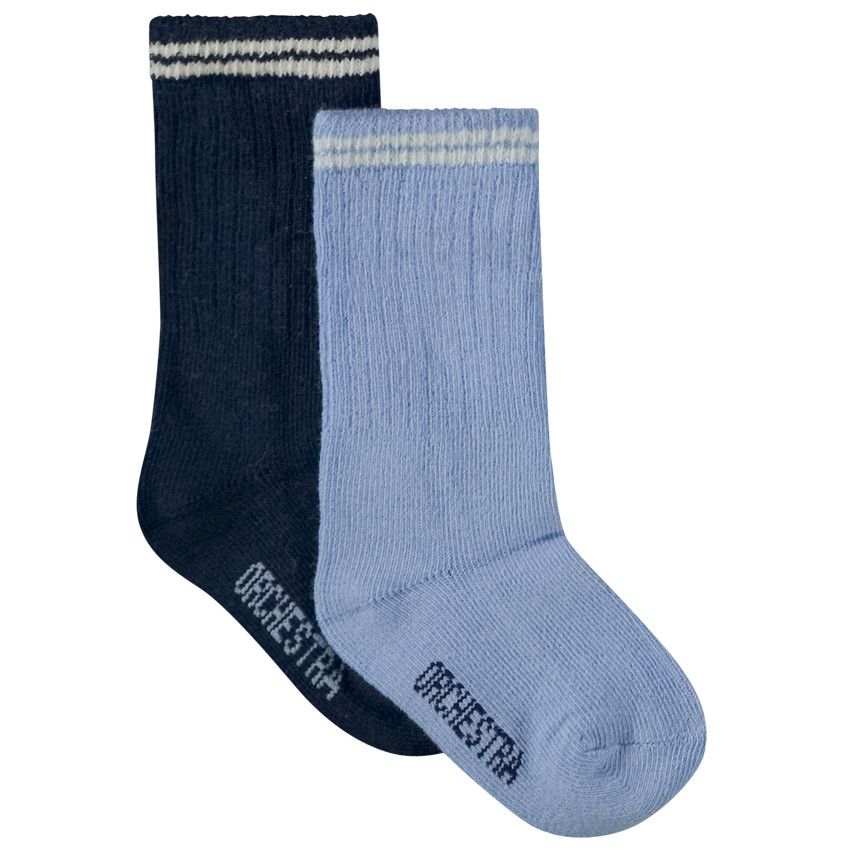 Lot de 2 paires de chaussettes hautes côtelées pour bébé garçon - Bleu marine
