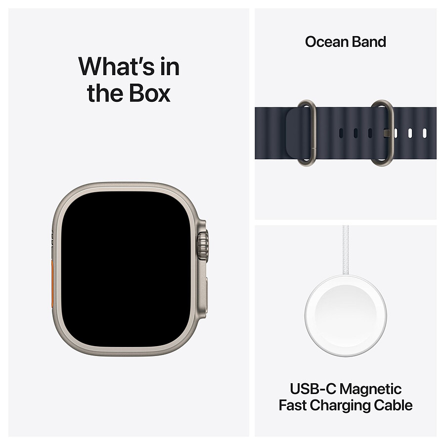 Apple Watch Ultra 2 GPS + Cellular 49 mm - Titane Naturel - Bracelet Océan Marine