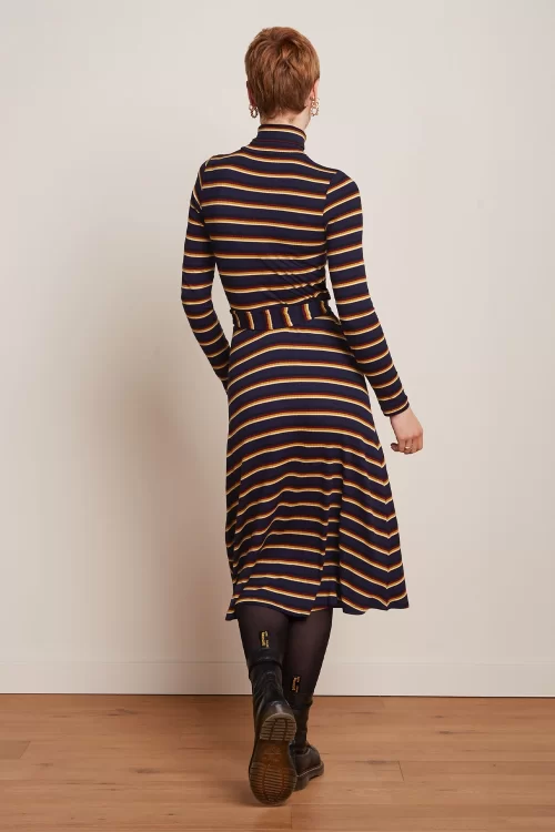 King Louie Mimmi stripe rollneck jurk in evening blauw