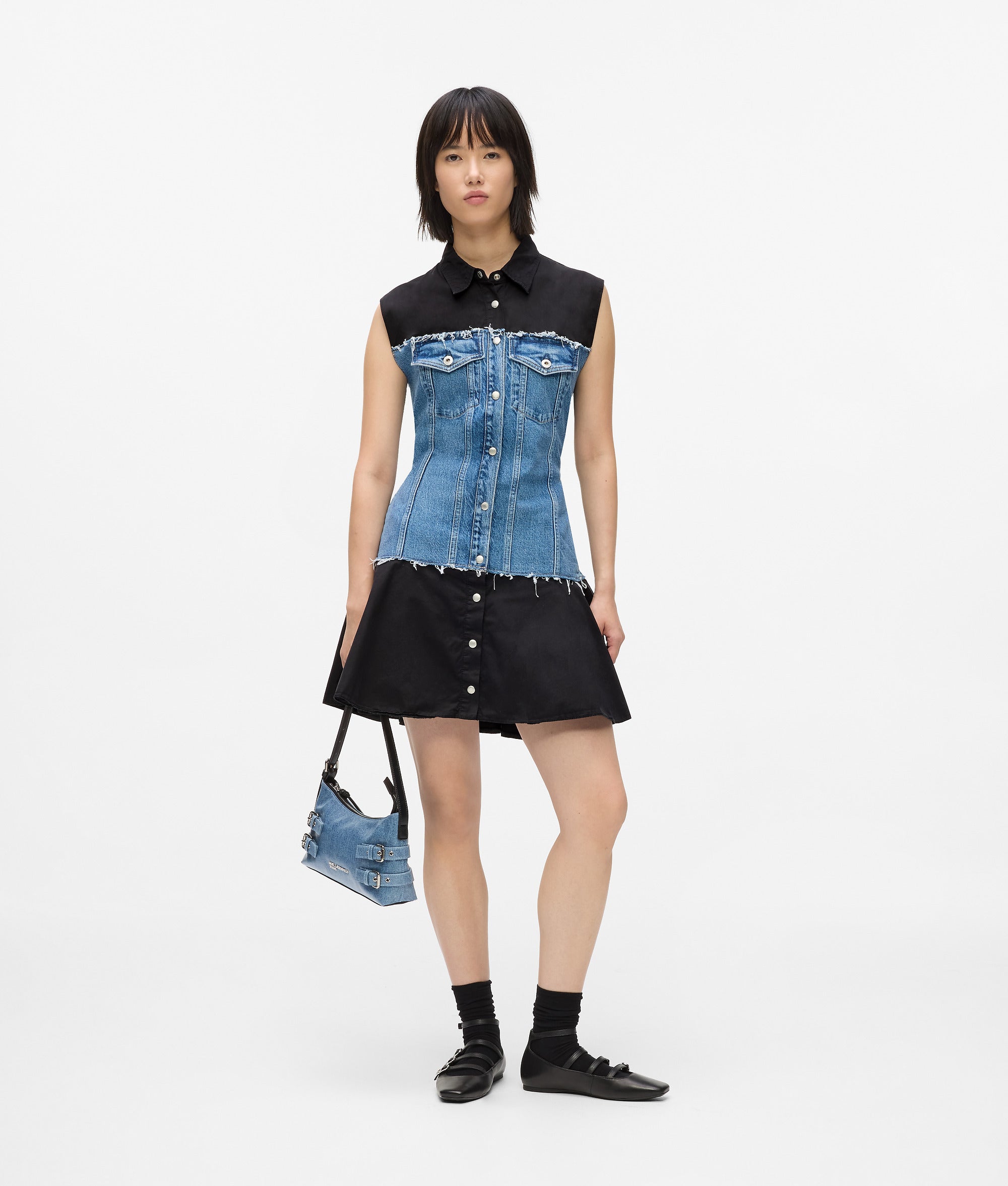 Denim jurk met lijfje