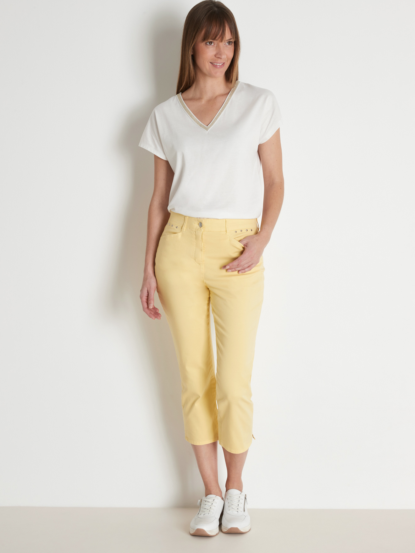 Pantalon corsaire en toile extensible