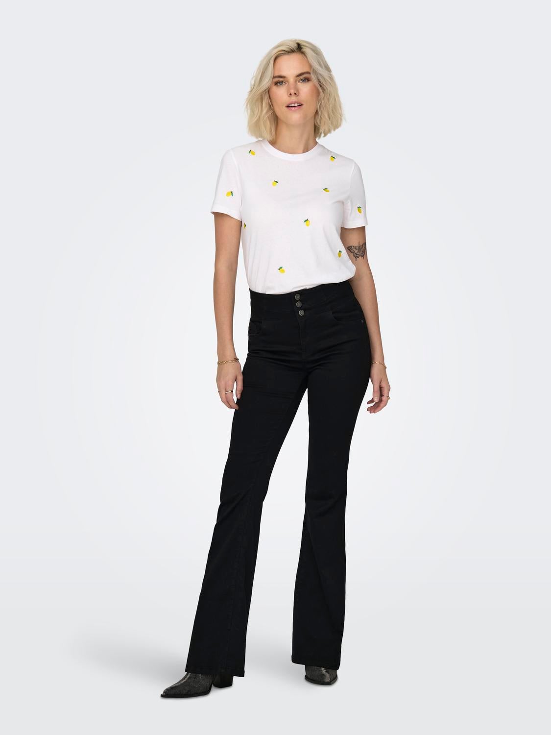 ONLCHERYL Hohe Taille Ausgestellt Jeans Black Denim