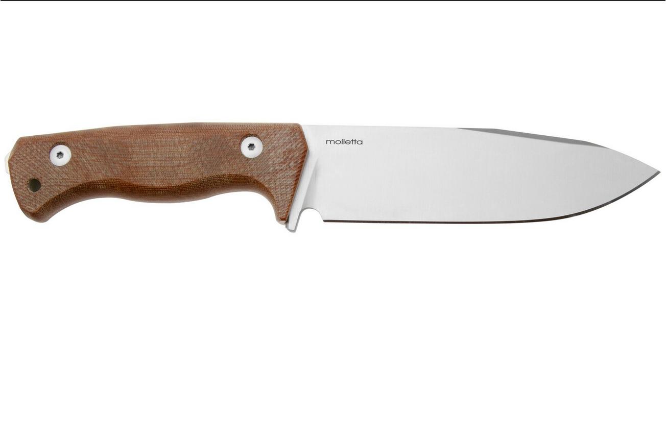 LionSteel T6 Stonewashed, Natural Canvas Micarta T6-CVN vaststaand mes