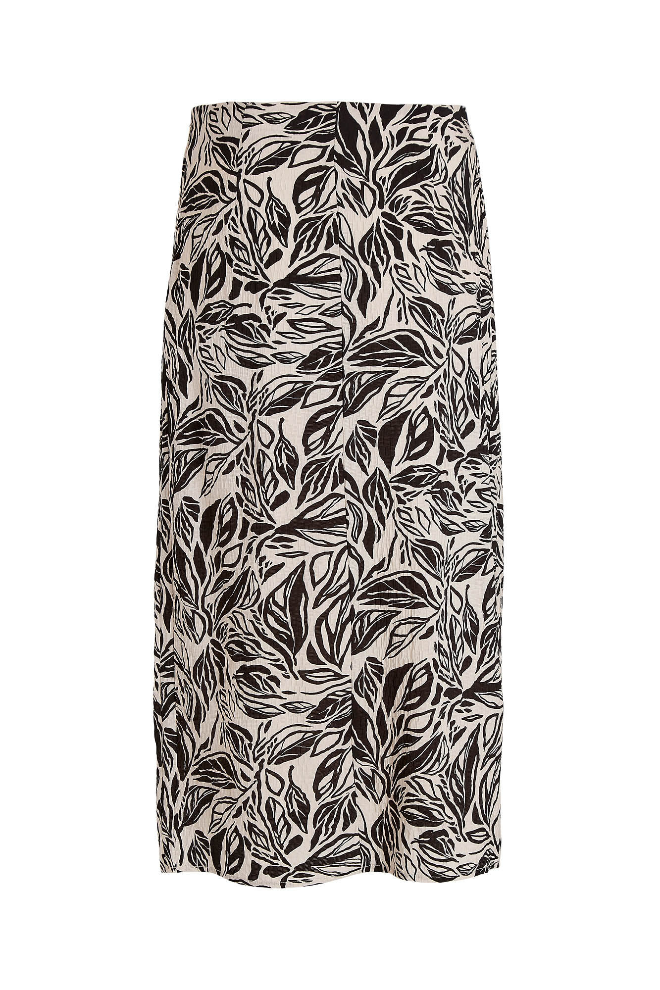 Saia midi estampada com abertura - Cinza