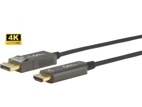 MicroConnect Premium - Videoadapter - DisplayPort han til HDMI han - 20 m - hybrid kobber/fibertoptik - sort - Active Optical Cable (AOC), 4K60 Hz support