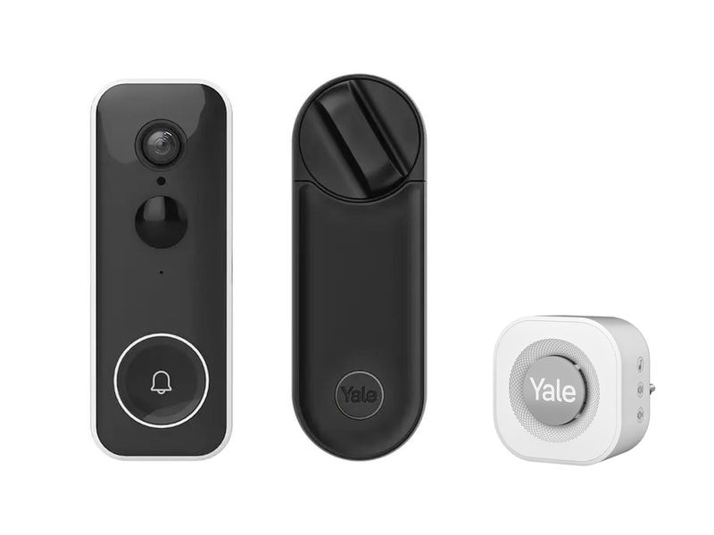 Yale Linus L2 Smart Lock VDC-Kit, Schwarz Intelligentes Türschloss mit Smart Video Doorbell und Smart Doorbell Chime inklusive