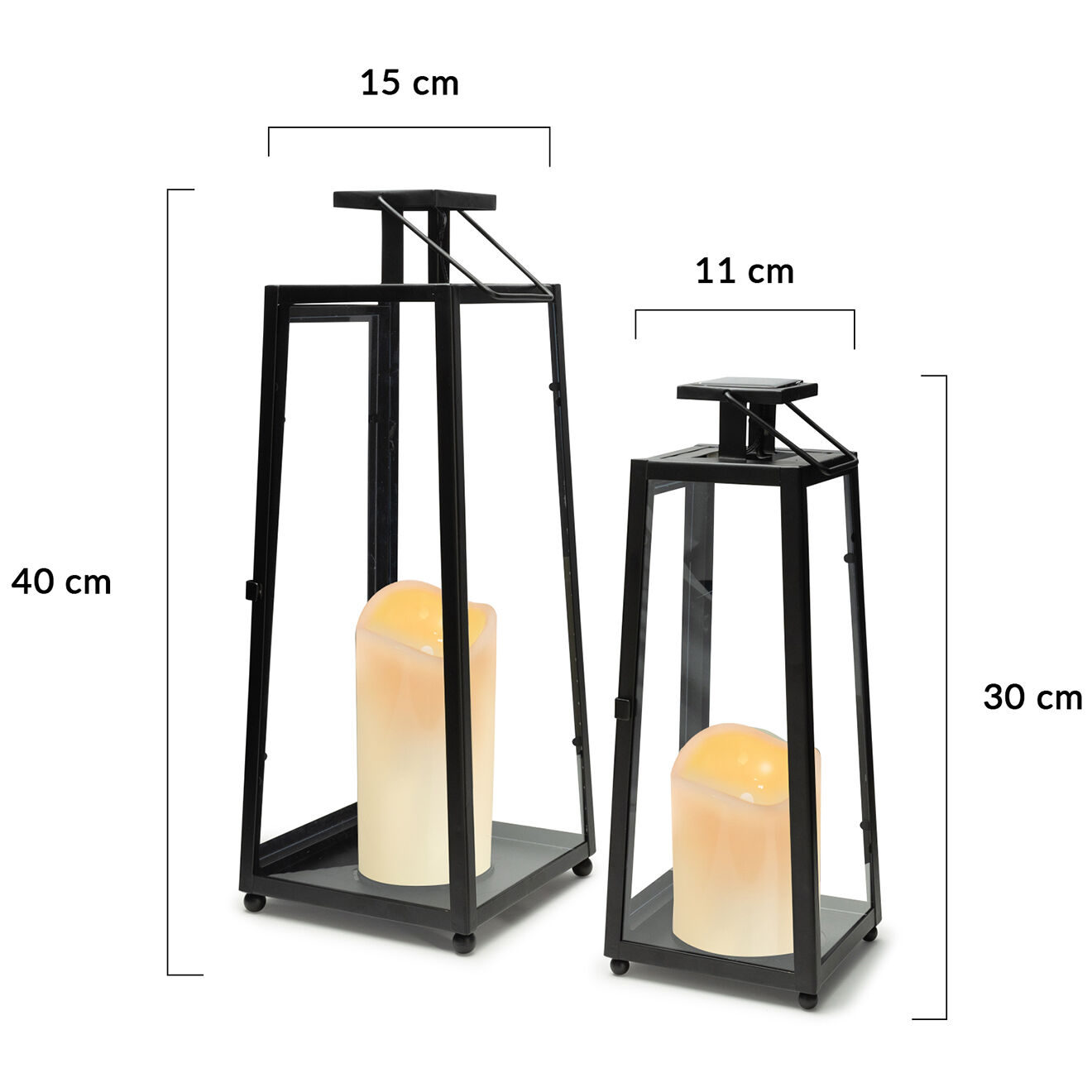 Pratik Garden 2 Lanternes solaires LED pyramide noires