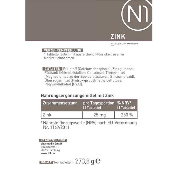 N1 Zink Tabletten, 365 St