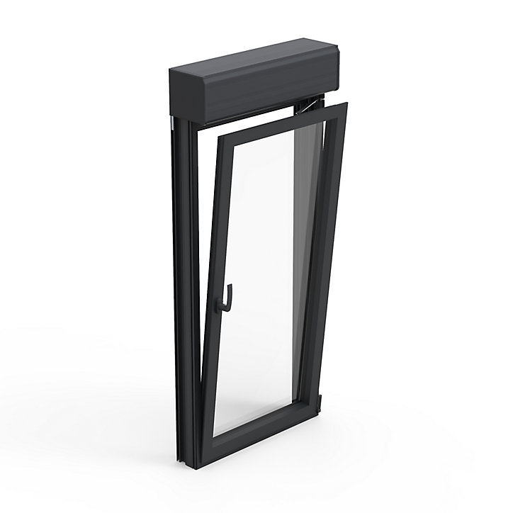 Fenêtre alu 1 vantail oscillo-battant + volet roulant électrique GoodHome gris - l.40 x h.65 cm, tirant droit