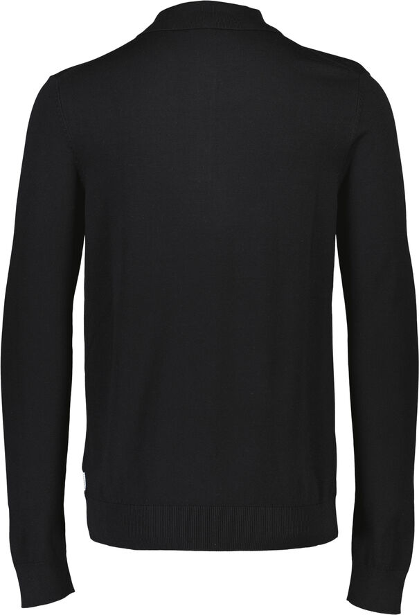Lindbergh Long sleeve knitted poloshirt Sort