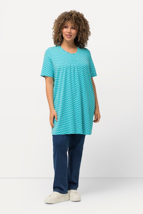 T-Shirt, gemustert, A-Linie, Rundhals, Halbarm