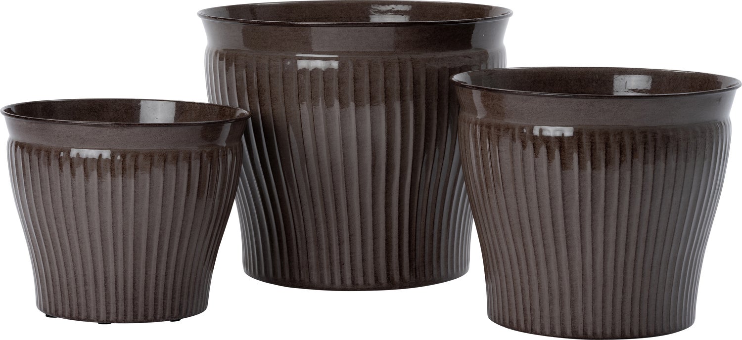 Intratuin bloempot Streep taupe D 33 H 25 cm