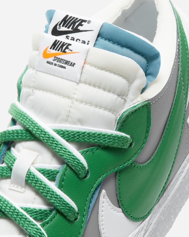 Chaussures Nike X Sacai Blazer Low Gris & Vert pour homme