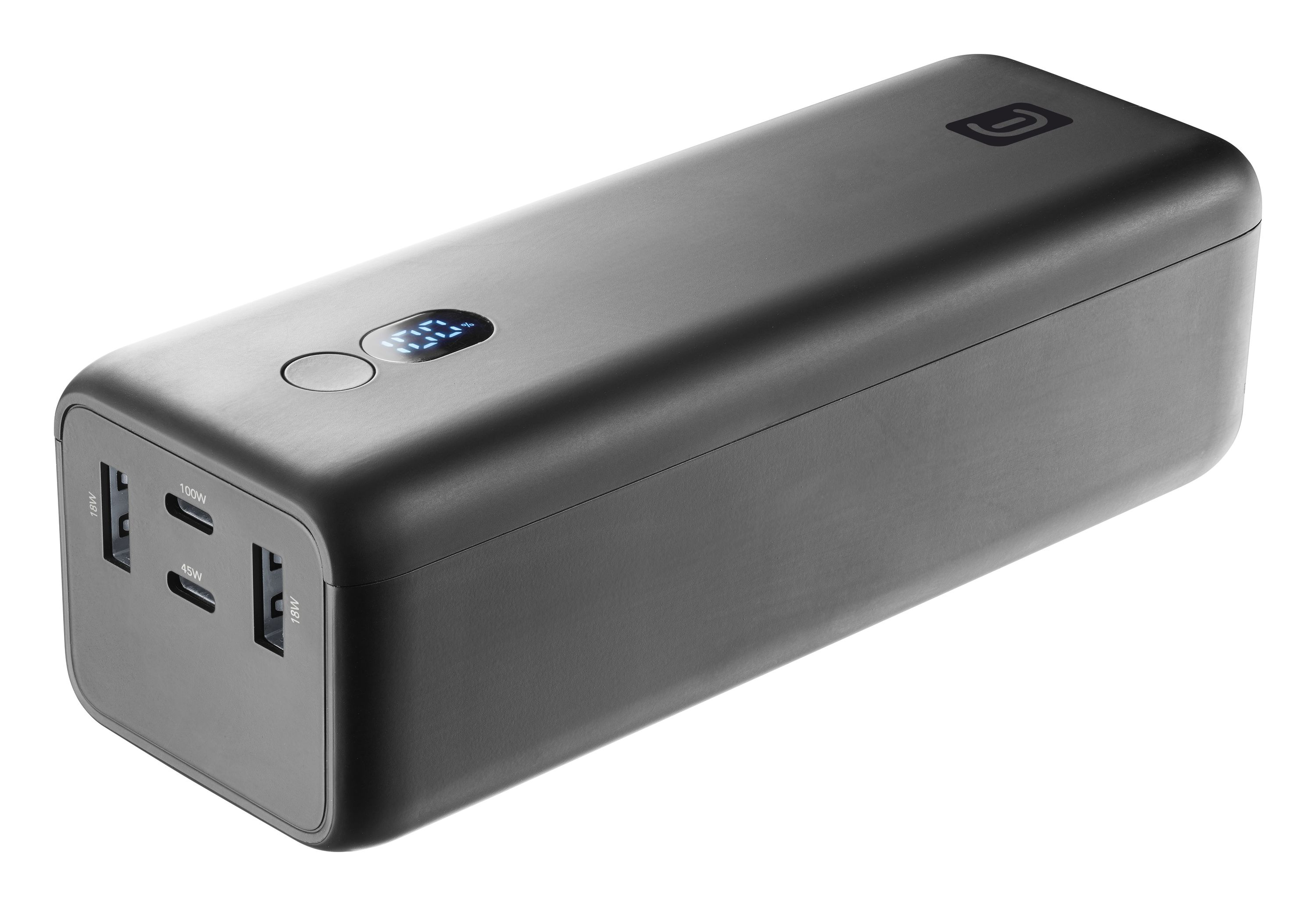 (100W) 27000mAh Dual USB A / USB C Powerbank Power Delivery Ladegerät mit LED Anzeige (PBMAXIIT27000K) - Grau