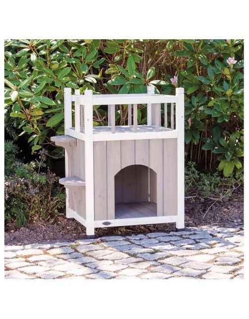 Trixie Natura's Cat Home Met Balkon - Kattenhuis - 45x65x45 cm Grijs Wit