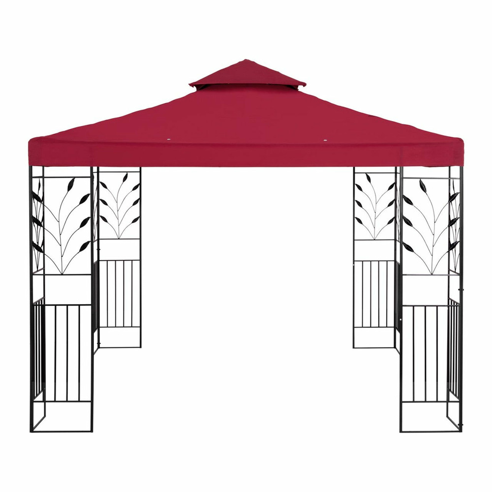 Pergola pavillon barnum tonnelle tente abri gazebo de jardin terrasse beige rouge vin - 3 x 3 m - 180 g/m²