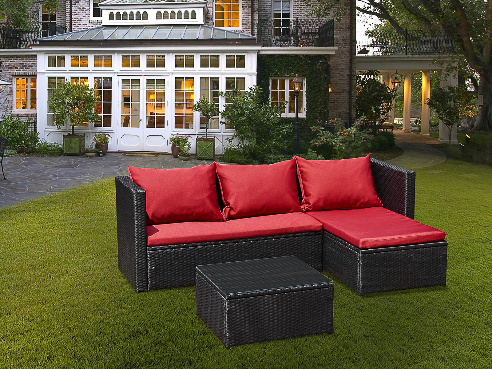 Jet-Line Gartenmoebel LoungeBergen III schwarz rot