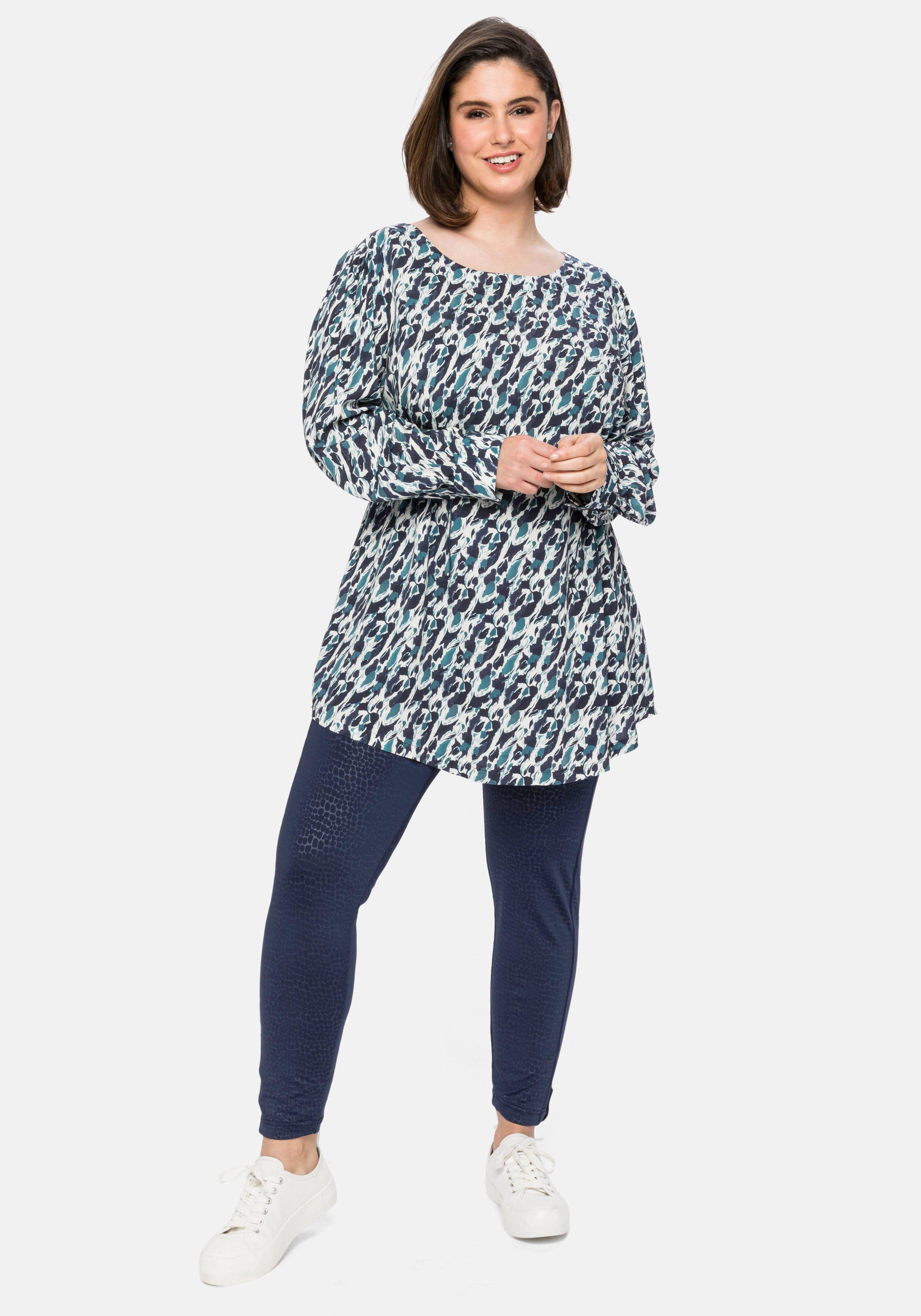 Leggings mit Animalprint und Ziernähten