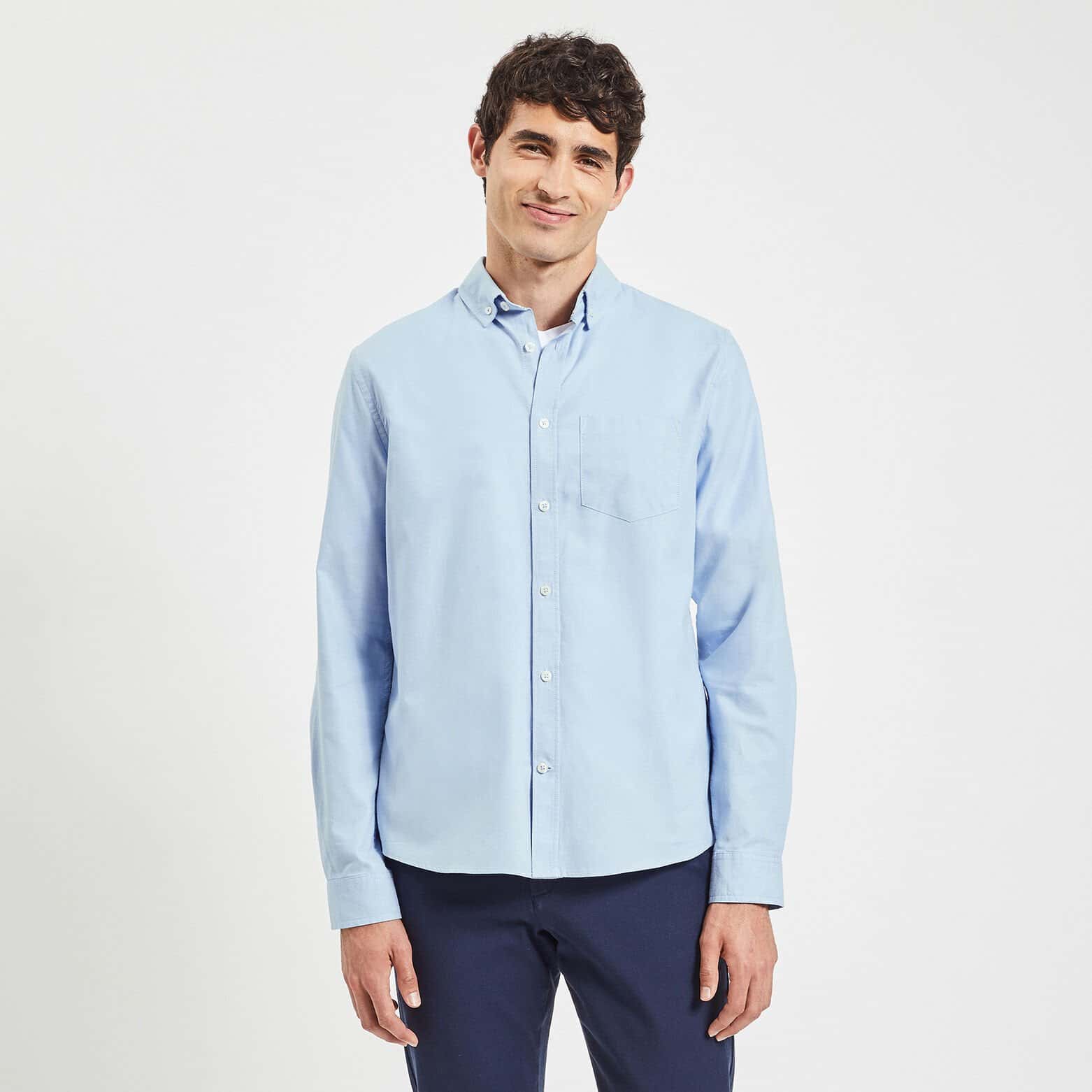 Chemise oxford unie 'le parfait by JULES' coton bi Bleu clair