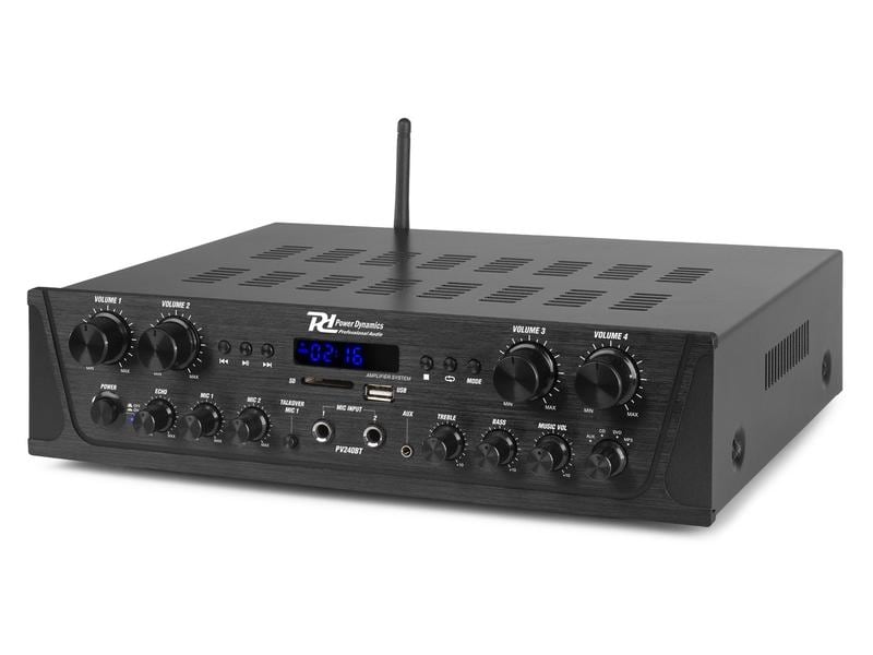 Power Dynamics Verstärker Pro PV240BT 4 Kanal-Verstärker mit Bluetooth, SD, USB und FM Radio