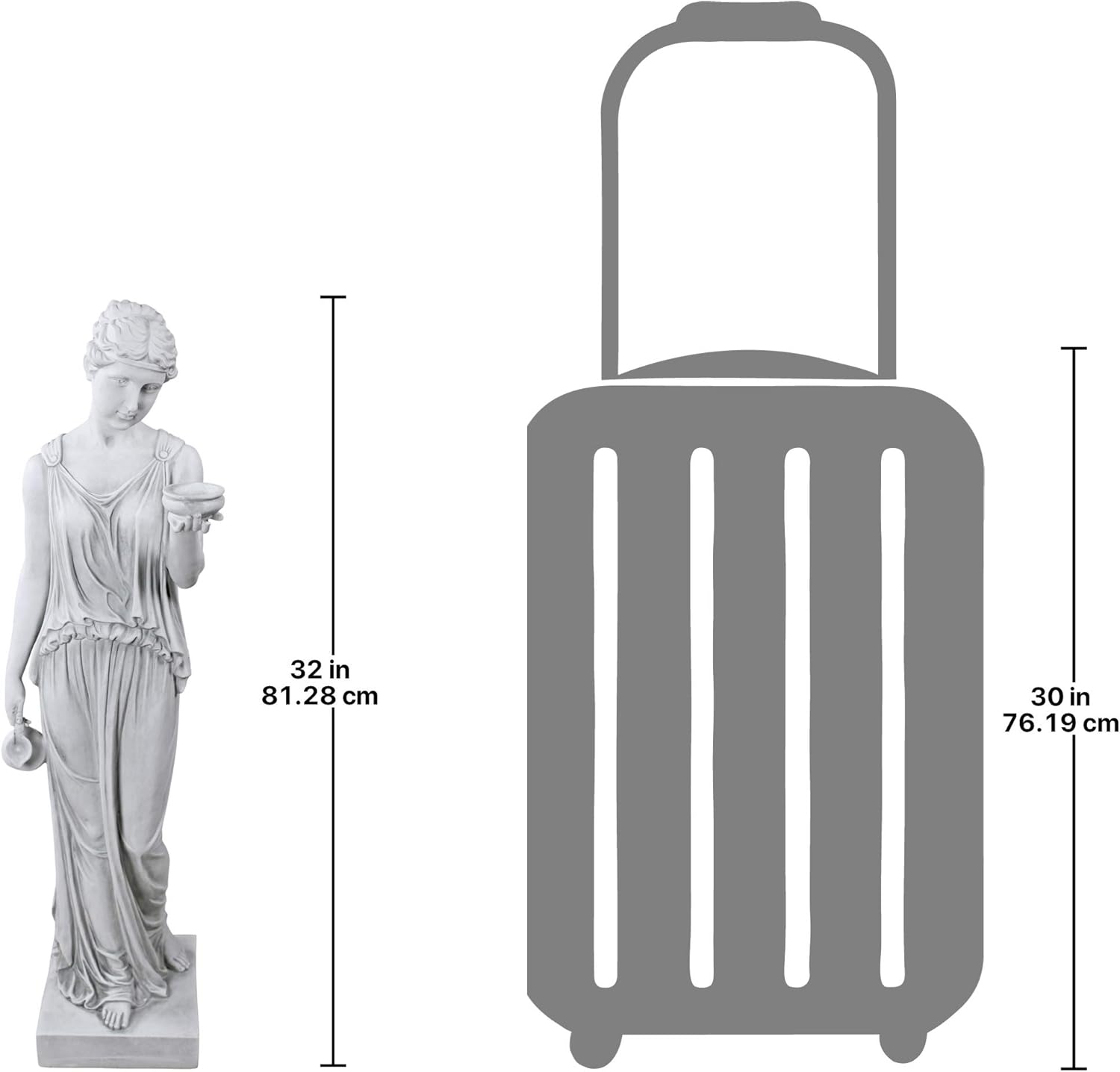 Design Toscano Hebe, die Göttin der Jugend griechische Gartenstatue, Polyresin, antikes steingrau, groß 81 cm