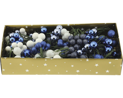 Glazen spiegelbessen, blauw en wit