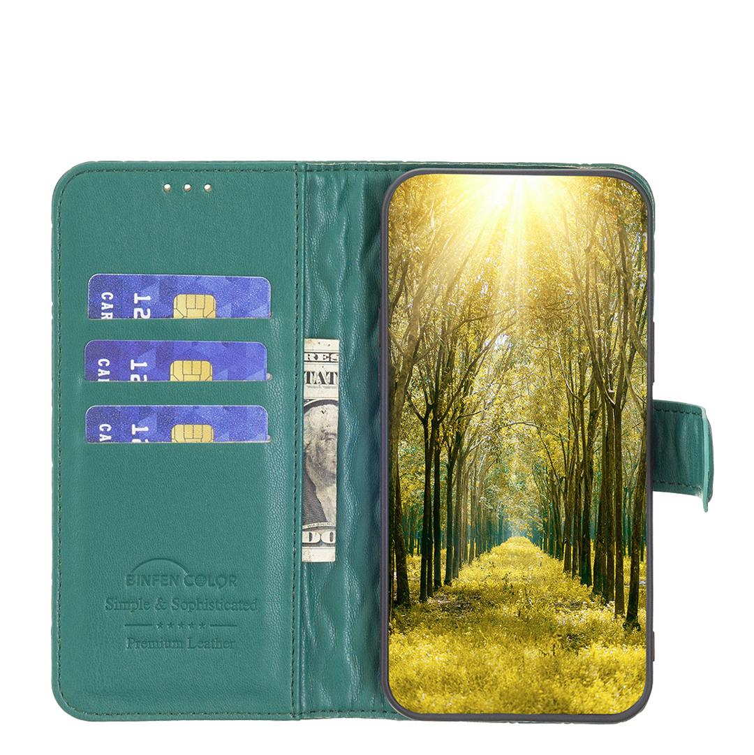 iPhone 14 Pro Leder Tasche Flip Cover Steppmuster - Türkis