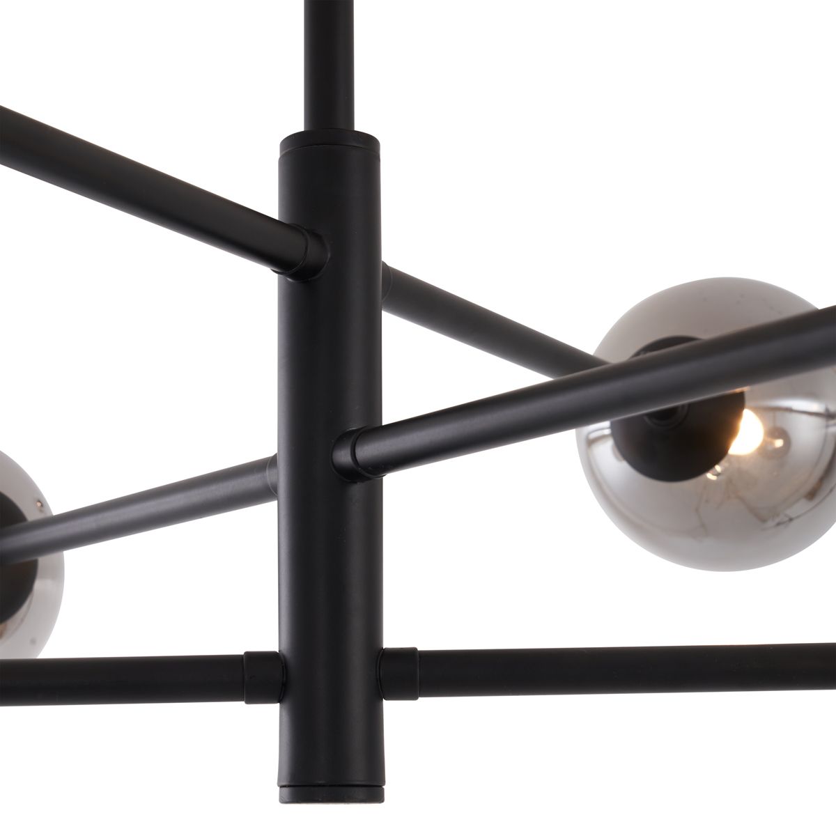 Moderne plafondlamp zwart met smoke glas 6-lichts - Ryan
