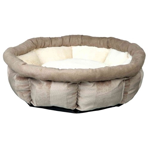 Cama redonda Trixie Leona para cães, marrom e bege.