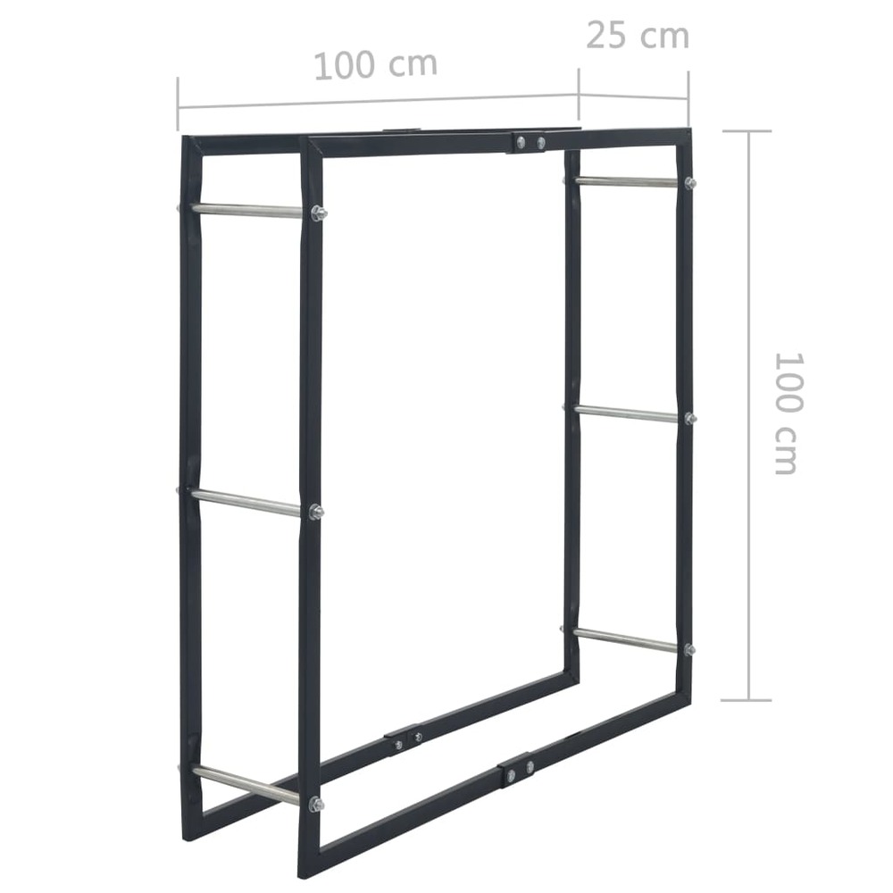 Portant de bois de chauffage noir 100x25x100 cm acier