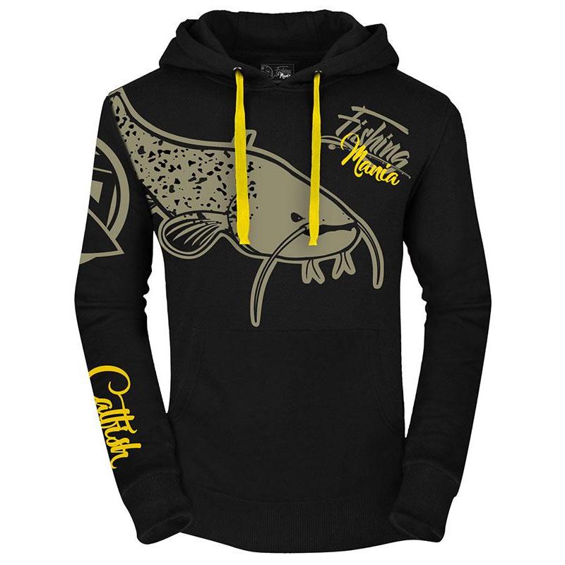 Sweat Homme Hot Spot Design Fishing Mania Catfish - Noir