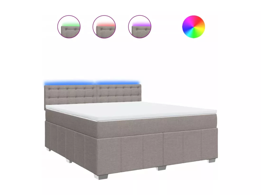 Sommier à lattes de lit avec matelas Taupe 180x200 cm Tissu