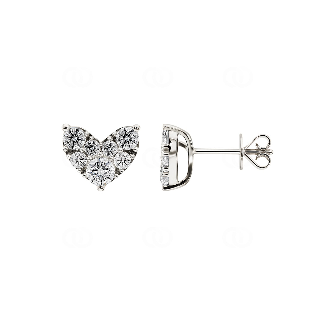 1.00 Karat Diamantohrstecker 750/18 K Weissgold Herz