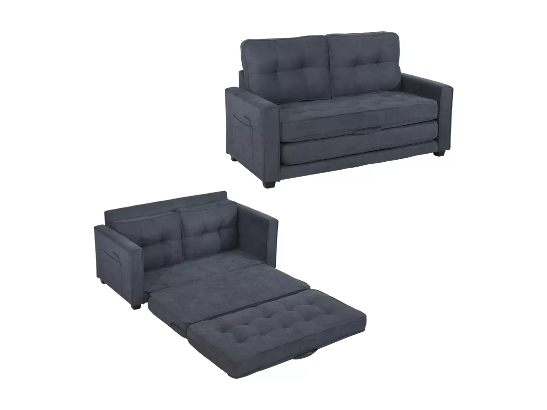 Canapé double, canapé avec fonction de couchage, design moderne, canapé-lit, canapé de salon avec poches latérales