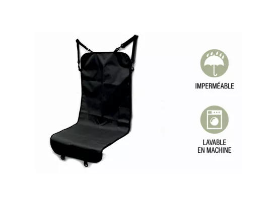 Housse de protection animaux pour siège de voiture en polyester - Noir - L 56 x H 118 cm