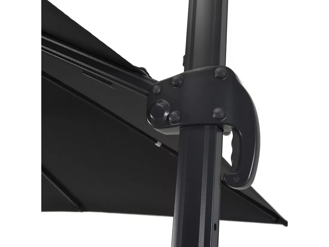Parasol déporté LED 3x4m rectangle en aluminium + housse - rotatif 360° - Anthracite - ROME