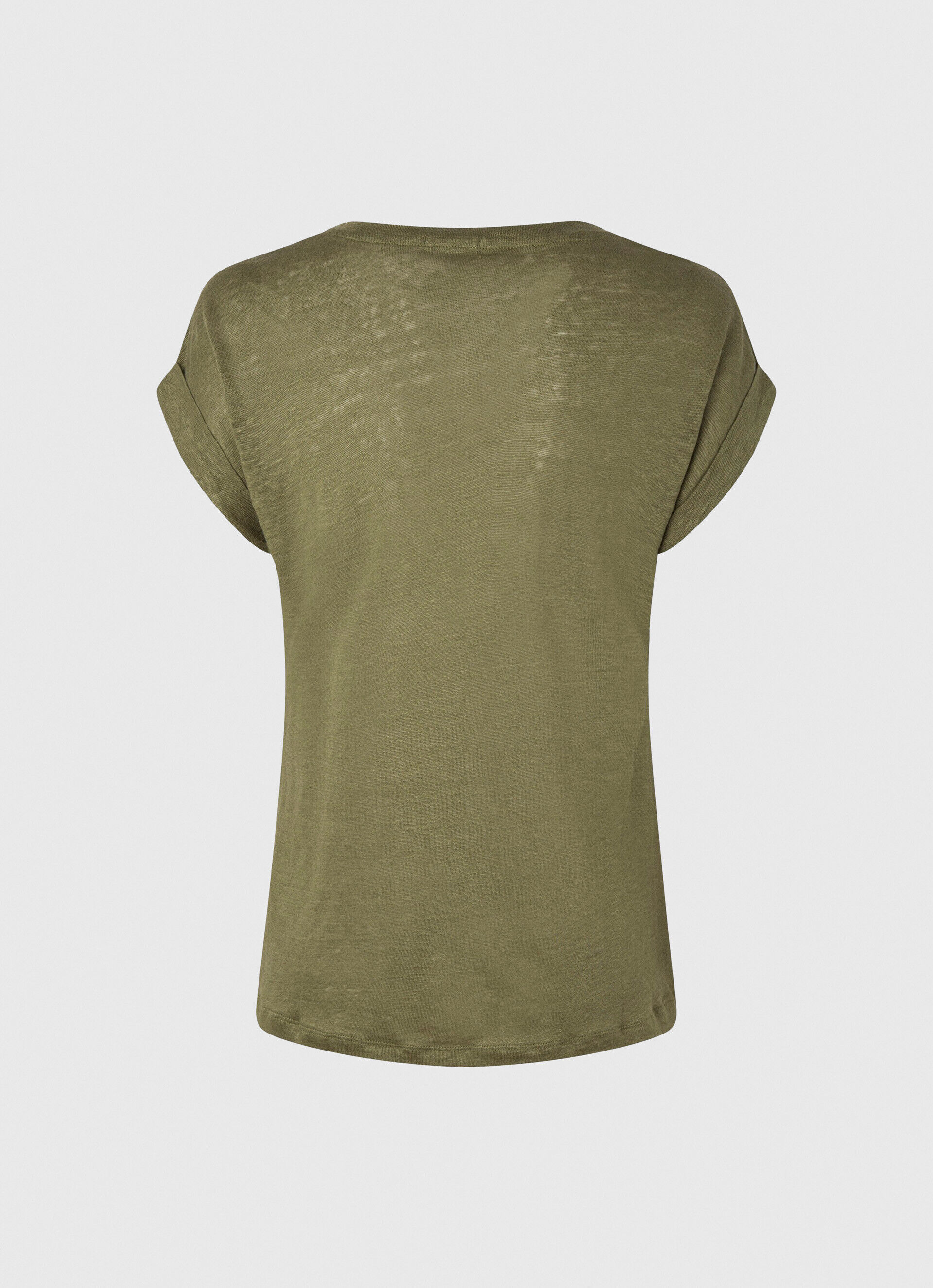 CAMISETA DE LINHO COM MANGAS - verde-oliva