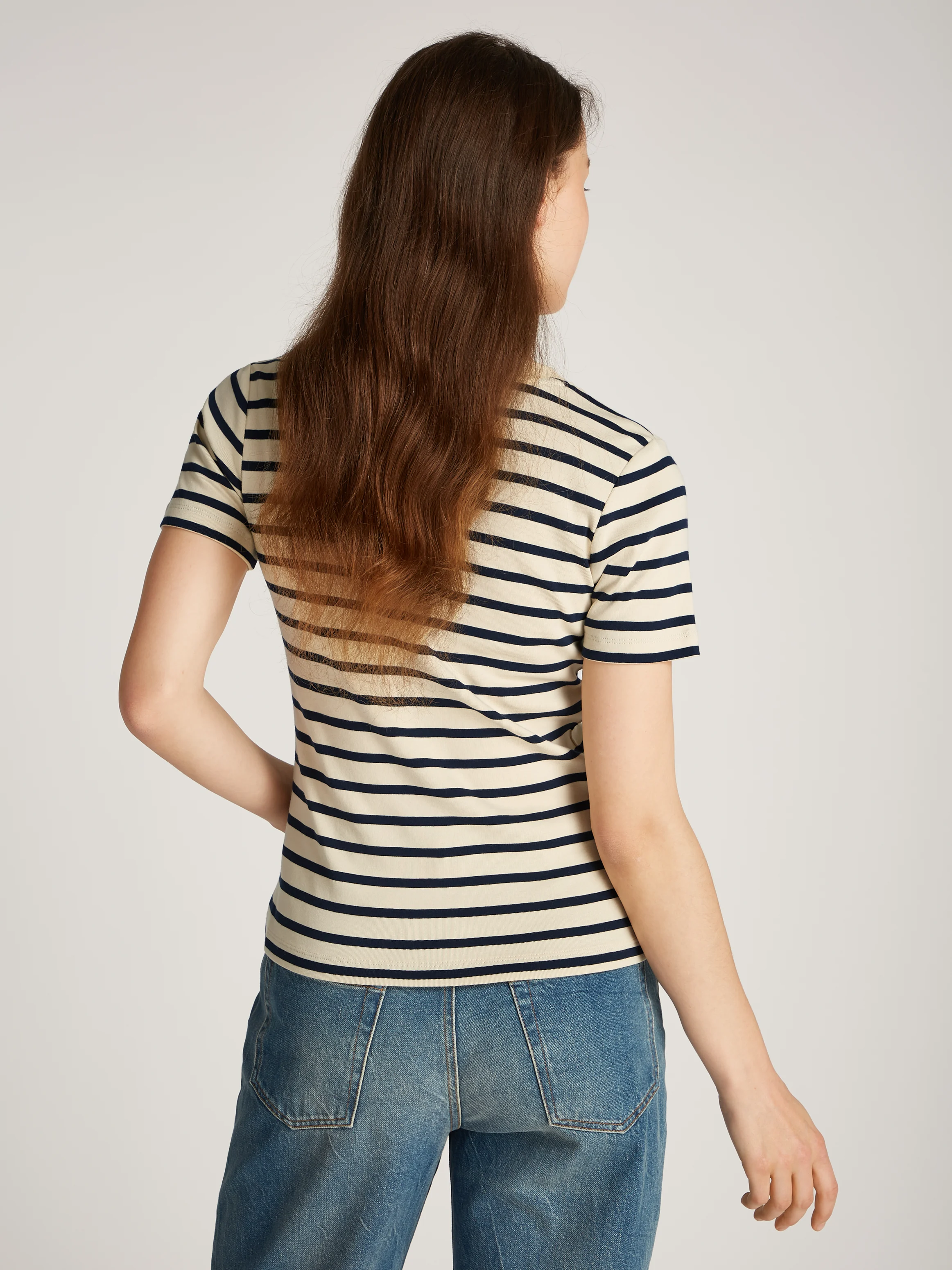 Tee-shirt ajusté col V en coton | Blanc