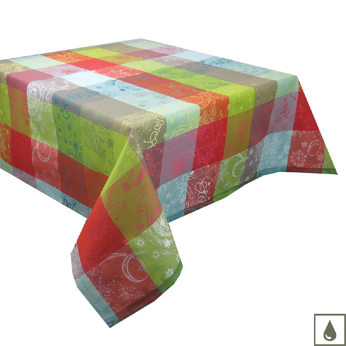 Nappe enduit imperméable pur coton vert 175x175 Garnier Thiebaut